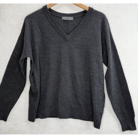 Icebreaker Women's V-Neck Gray Wool Sweater Size Large - Picture 3 of 8